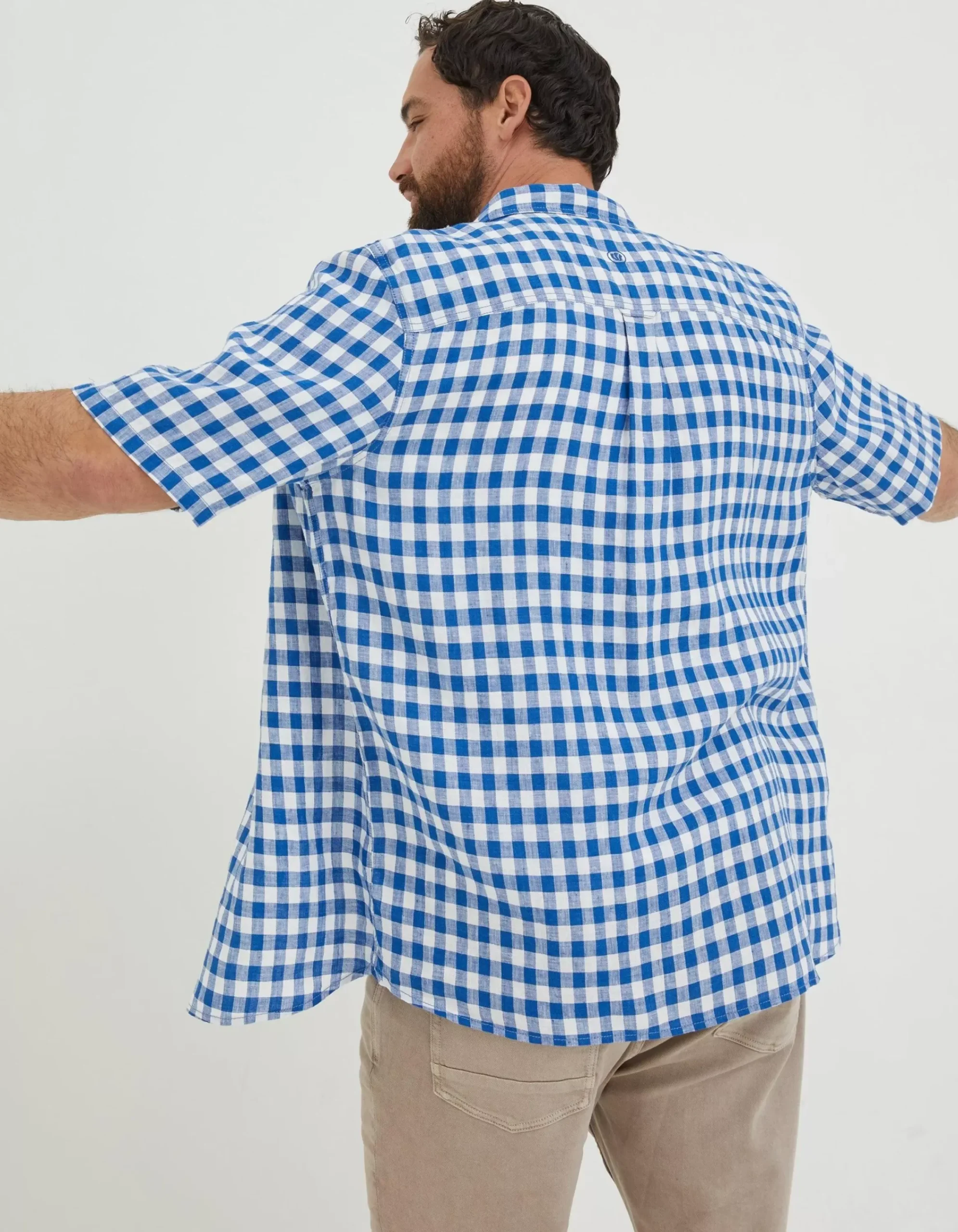 Men FatFace Shirts|Gingham Linen Shirt