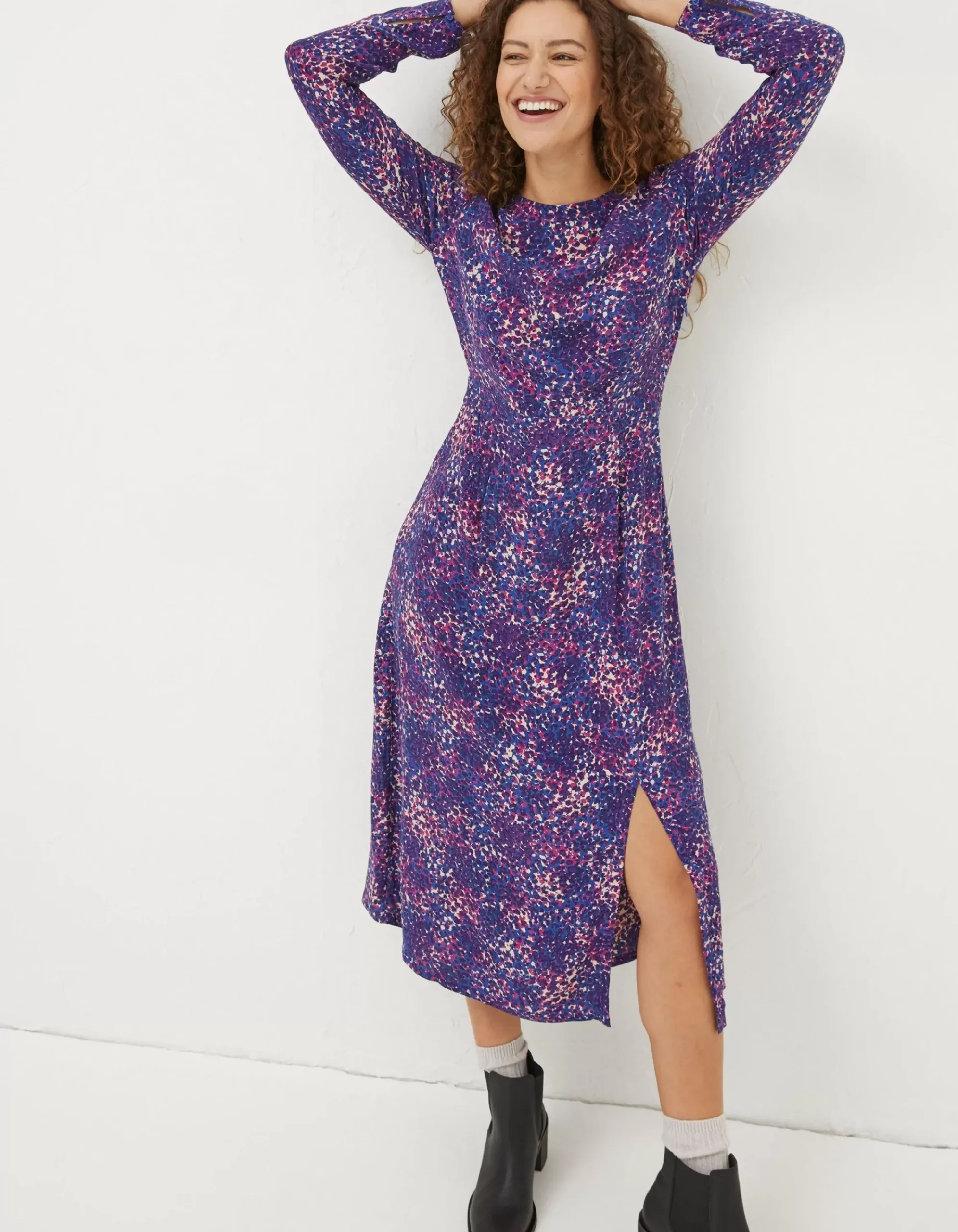 Women FatFace Dresses|Haldon Layered Spot Midi Dress