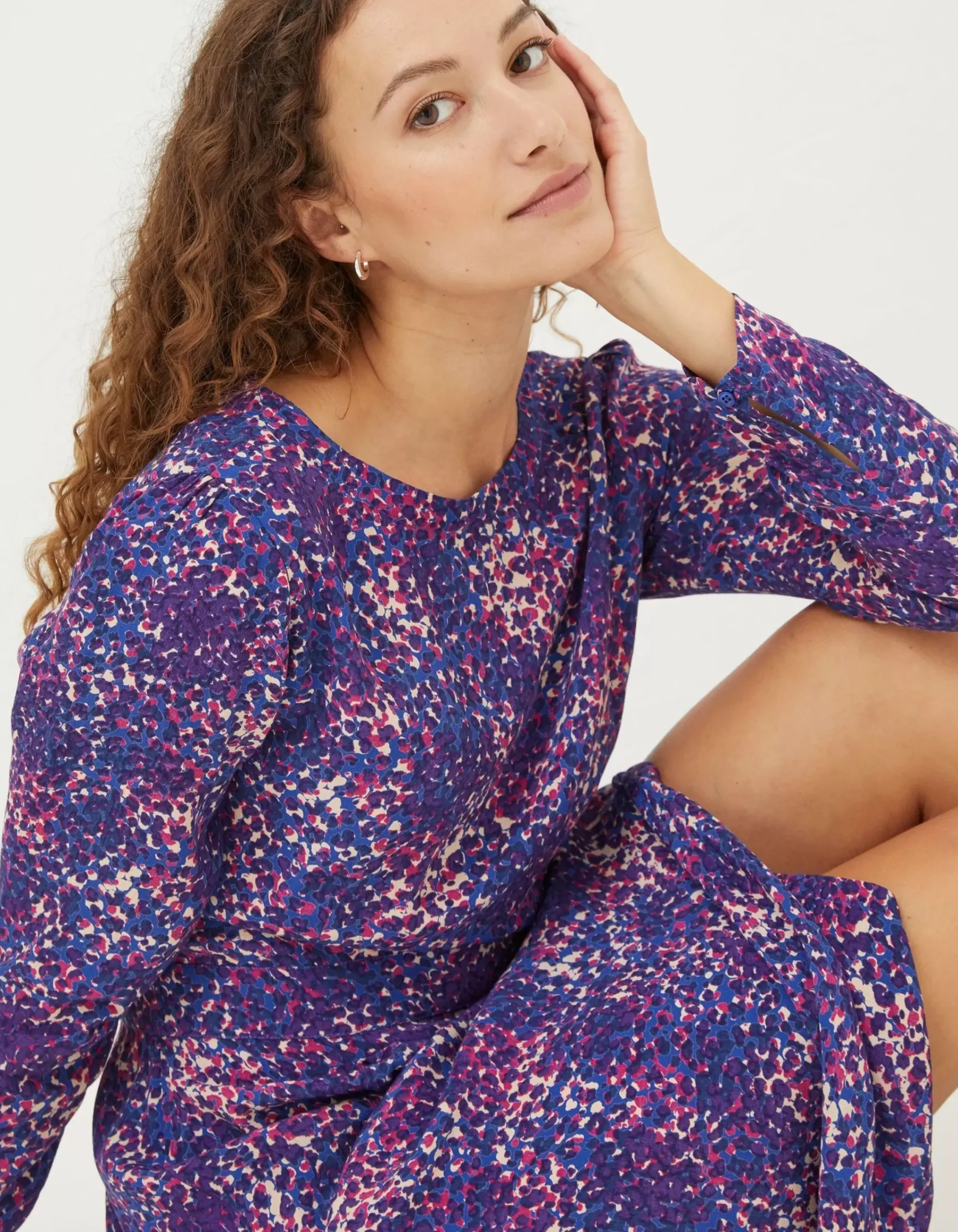 Women FatFace Dresses|Haldon Layered Spot Midi Dress