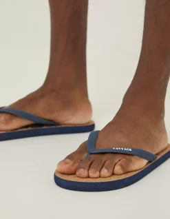 Men FatFace View All|Henley Cork Logo Flip Flops