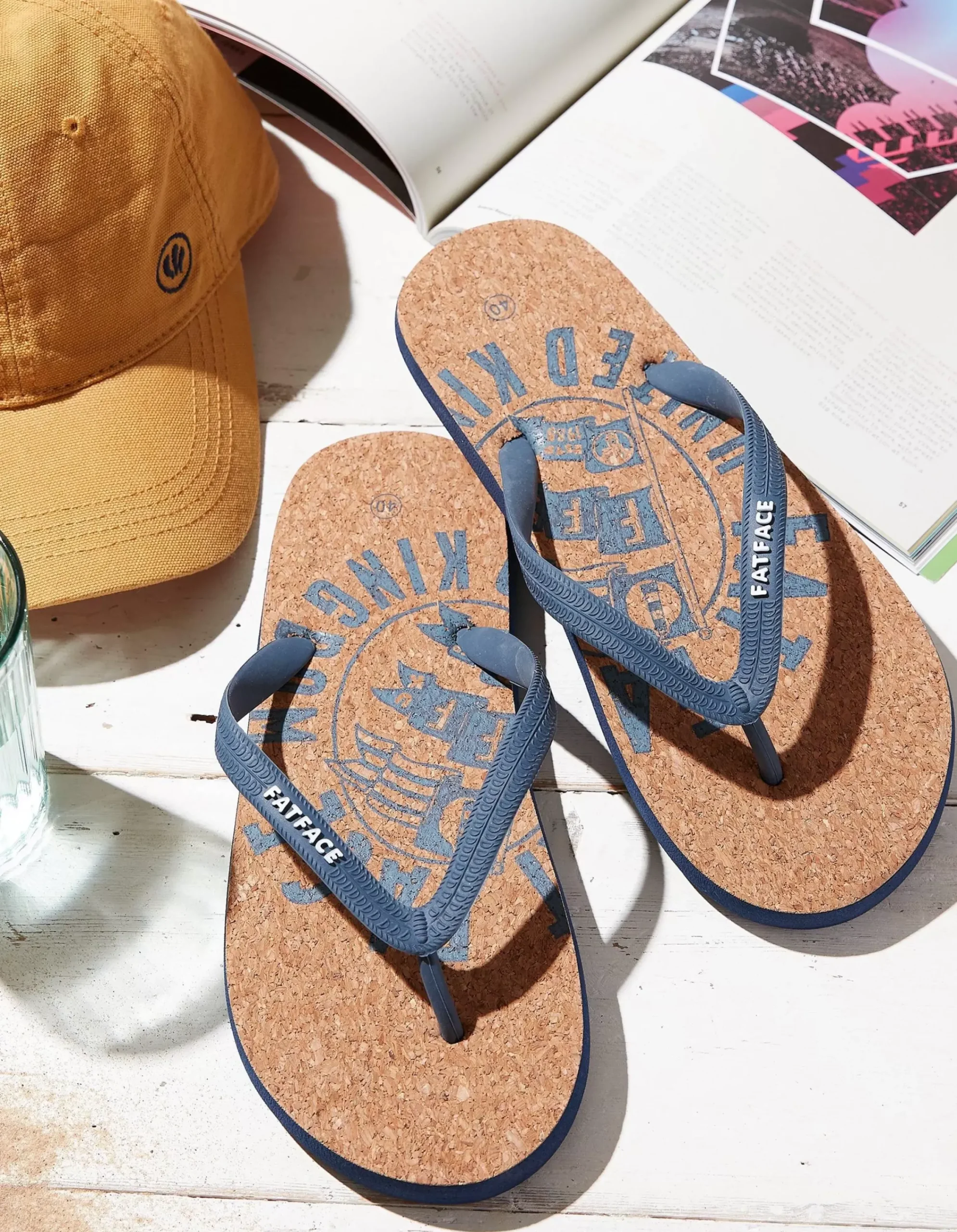 Men FatFace View All|Henley Cork Logo Flip Flops