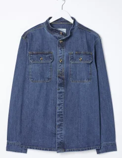 Men FatFace View All|Indigo Denim Grandad Shirt