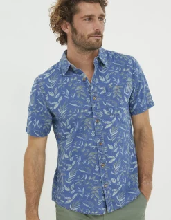 Men FatFace View All|Indigo Leaf Print Shirt