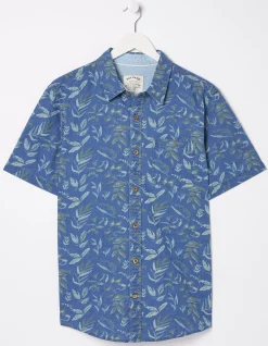 Men FatFace View All|Indigo Leaf Print Shirt