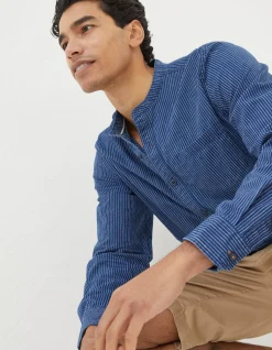 Men FatFace View All|Indigo Stripe Grandad Shirt