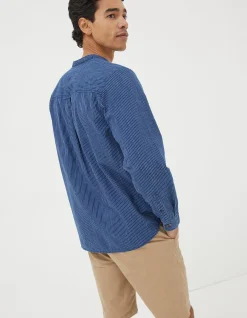 Men FatFace View All|Indigo Stripe Grandad Shirt
