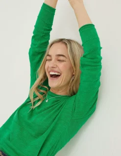 Women FatFace Knitwear|Isobella Linen Blend Button Back Jumper