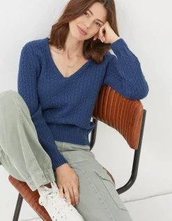 Women FatFace Knitwear|Josie V Neck Jumper
