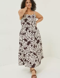 Women FatFace Dresses|Julien Ikat Linen Midi Dress