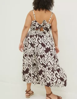 Women FatFace Dresses|Julien Ikat Linen Midi Dress