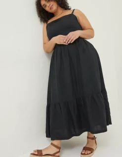 Women FatFace Dresses|Julien Tie Back Linen Midi Dress