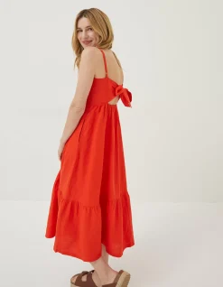 Women FatFace Dresses|Julien Tie Back Linen Midi Dress