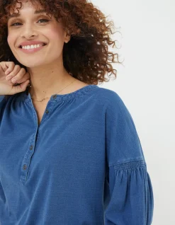 Women FatFace Tops & T-Shirts|Keira Indigo Henley Top