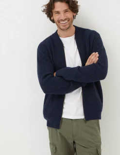 Men FatFace Knitwear|Knitted Bomber Cardigan