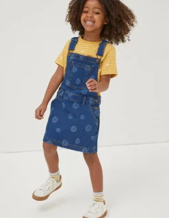 Girls FatFace View All|Laser Print Denim Pinafore Dress