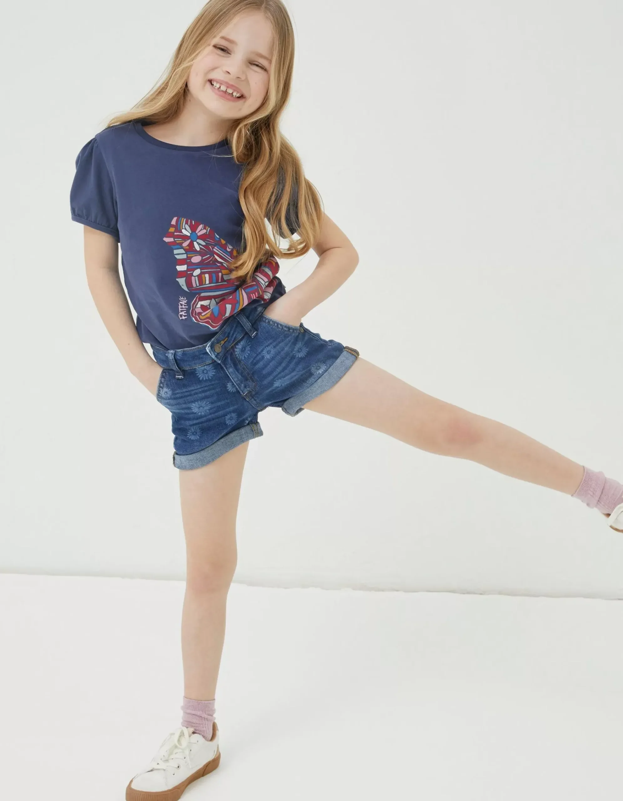 Girls FatFace View All|Laser Print Denim Shorts