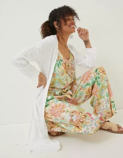 Women FatFace Knitwear|Lindsay Cotton Linen Longline Cardigan