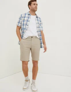 Men FatFace Shorts|Linen Flat Front Shorts