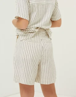 Women FatFace Shorts|Linen Stripe Shorts