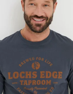 Men FatFace T-Shirts|Lochs Edge Long Sleeve Graphic