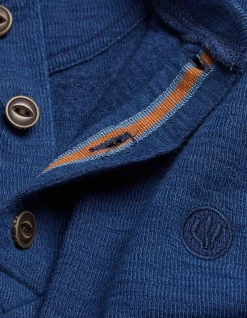 Men FatFace T-Shirts|Long Sleeve Indigo Henley