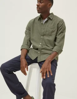 Men FatFace Shirts|Long Sleeve Kaber Dobby Shirt