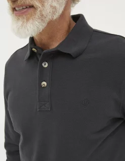 Men FatFace View All|Long Sleeve Organic Cotton Pique Polo