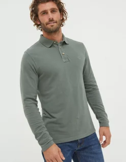 Men FatFace View All|Long Sleeve Organic Cotton Pique Polo