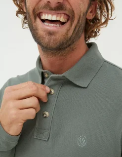 Men FatFace View All|Long Sleeve Organic Cotton Pique Polo