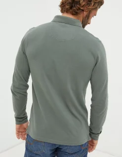 Men FatFace View All|Long Sleeve Organic Cotton Pique Polo