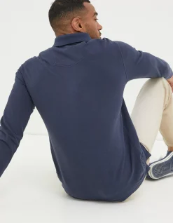 Men FatFace Polo Shirts|Long Sleeve Organic Pique Polo