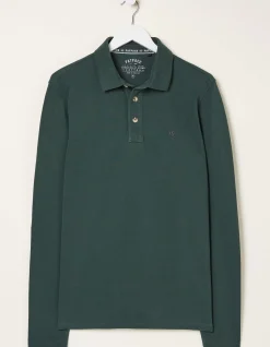 Men FatFace Polo Shirts|Long Sleeve Organic Pique Polo