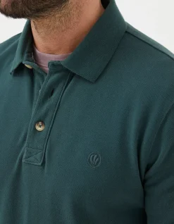 Men FatFace Polo Shirts|Long Sleeve Organic Pique Polo