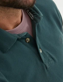 Men FatFace Polo Shirts|Long Sleeve Organic Pique Polo