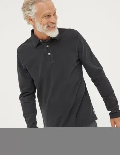 Men FatFace Polo Shirts|Long Sleeve Organic Pique Polo