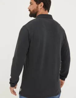 Men FatFace Polo Shirts|Long Sleeve Organic Pique Polo