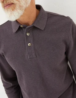Men FatFace Polo Shirts|Long Sleeve Organic Pique Polo