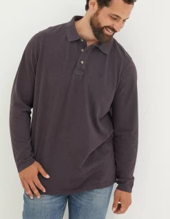 Men FatFace Polo Shirts|Long Sleeve Organic Pique Polo