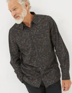 Men FatFace Shirts|Long Sleeve Painted Floral Print Shirt