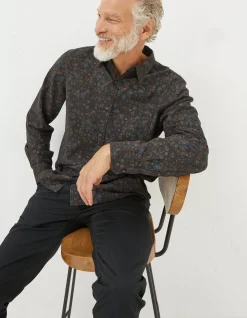 Men FatFace Shirts|Long Sleeve Painted Floral Print Shirt