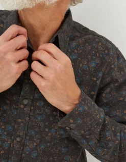 Men FatFace Shirts|Long Sleeve Painted Floral Print Shirt