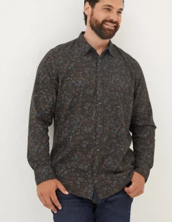Men FatFace Shirts|Long Sleeve Painted Floral Print Shirt