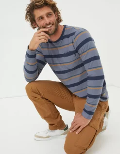 Men FatFace View All|Long Sleeve Stripe Pocket Crew