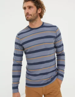 Men FatFace View All|Long Sleeve Stripe Pocket Crew