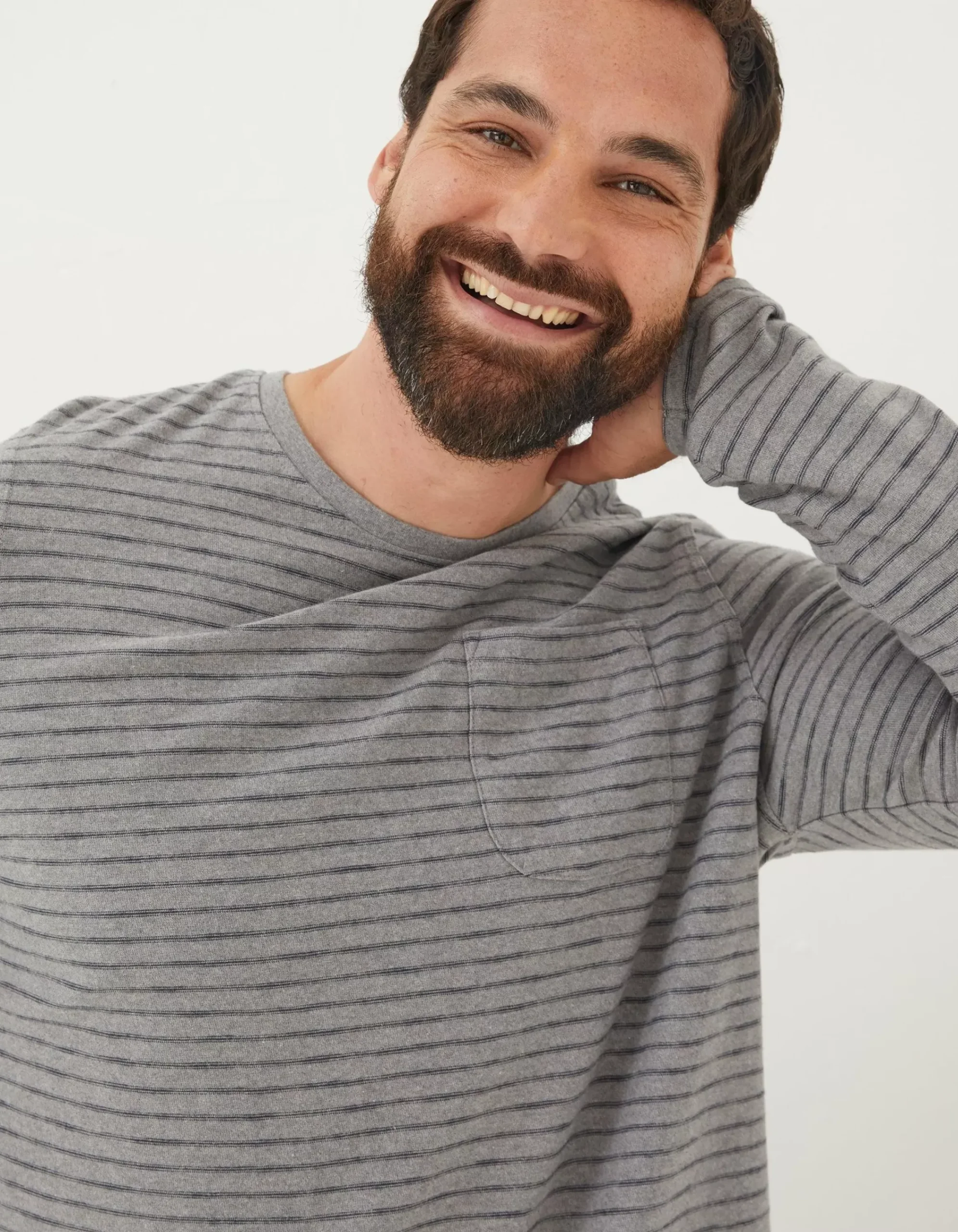 Men FatFace View All|Long Sleeve Stripe Pocket T-Shirt