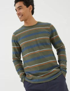 Men FatFace View All|Long Sleeve Stripe Pocket Crew