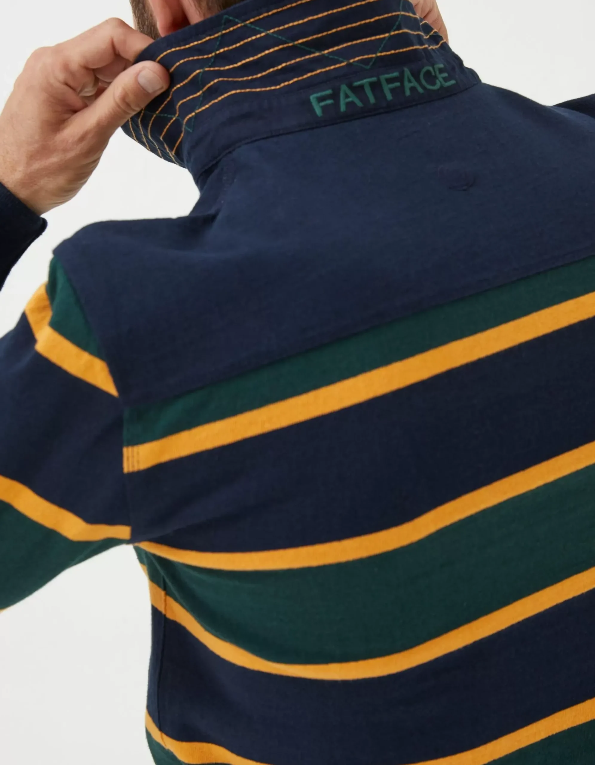 Men FatFace T-Shirts|Long Sleeve Stripe Rugby Sweatshirt