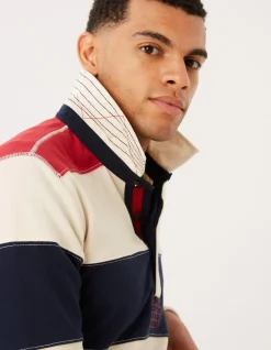 Men FatFace Rugby Shirts|Long Sleeve Stripe Rugby Sweat