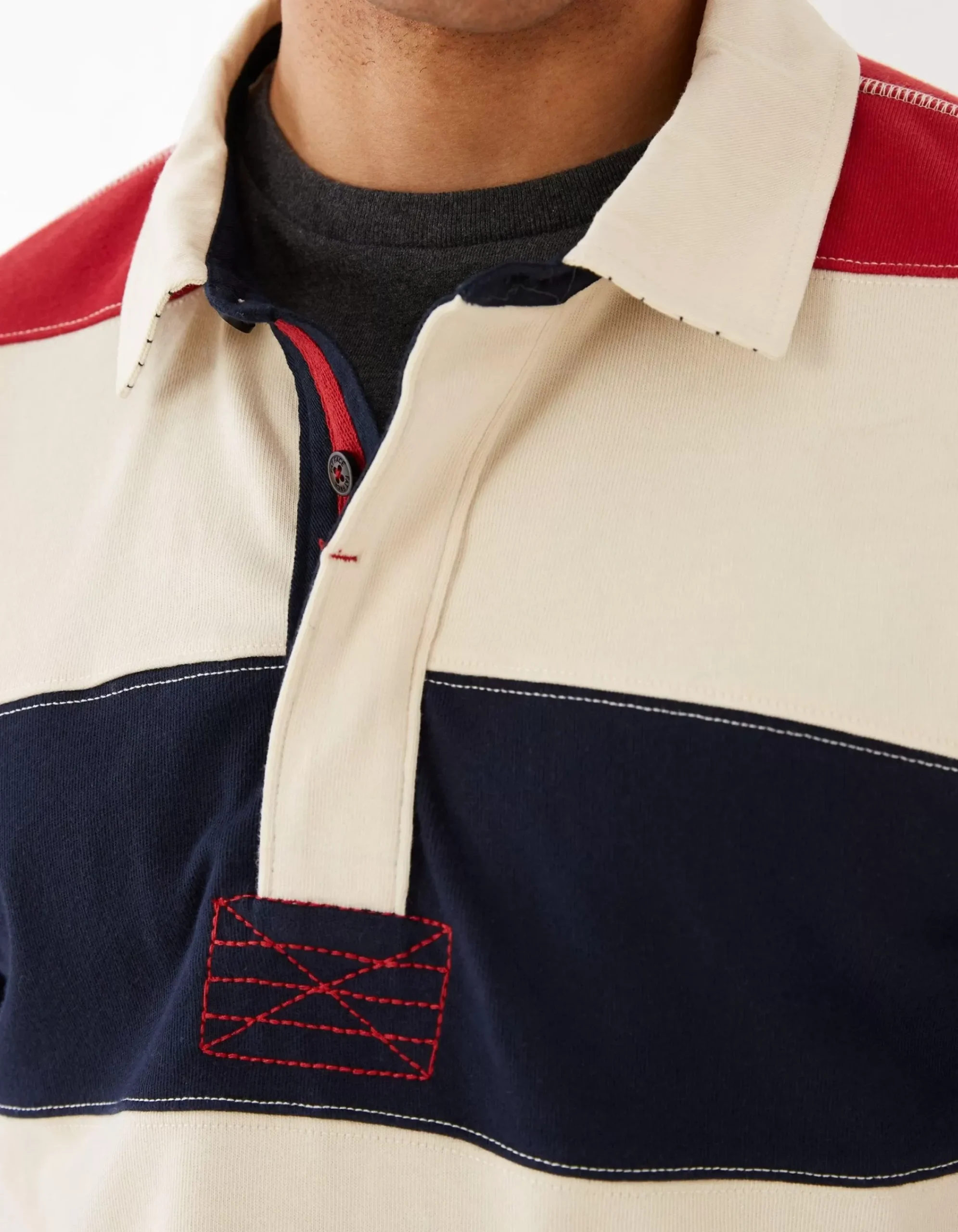 Men FatFace Rugby Shirts|Long Sleeve Stripe Rugby Sweat