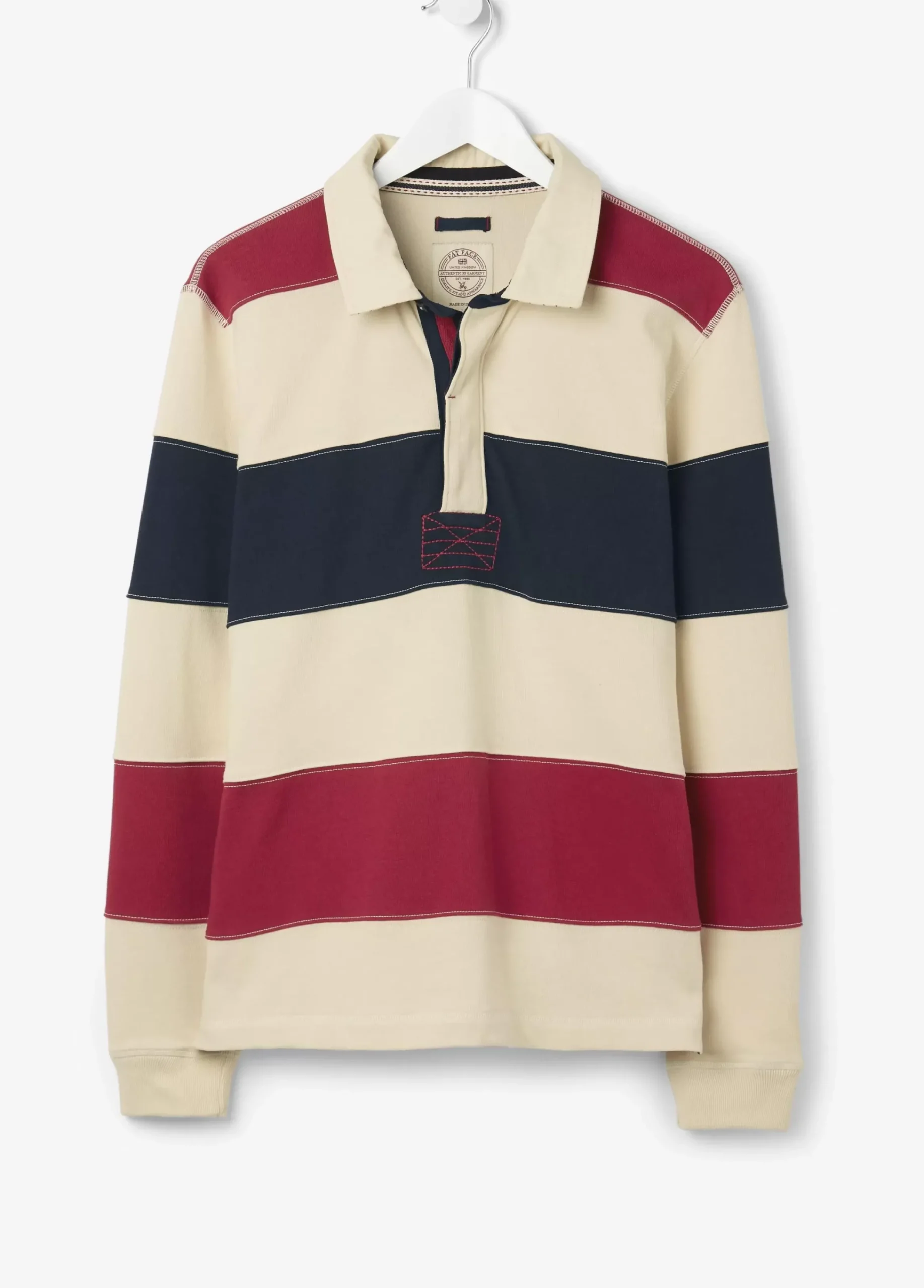 Men FatFace Rugby Shirts|Long Sleeve Stripe Rugby Sweat